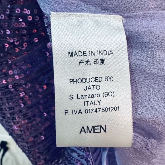 NWT AMEN Faux Wrap Light Purple Sequin Dress Long Sleeve XS (IT 38) - Picture 11 of 13